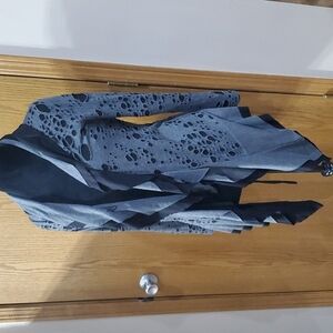 Ronen chen distressed open front waterfall cardigan jersey knit layered look